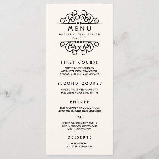 Deco Flourish Wedding Menu (Voorkant)