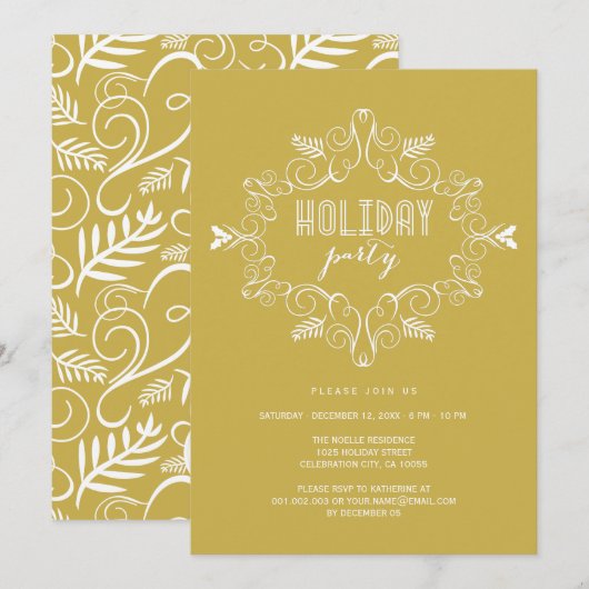 Deco Foliage Classic Holiday Party nodigt uit Kaart (Voorkant / Achterkant)