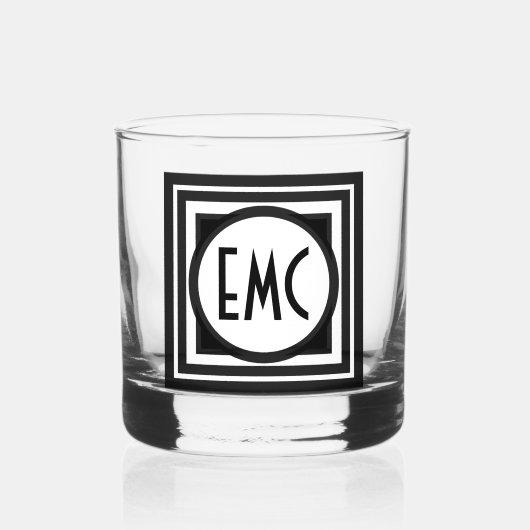 Deco Geïnspireerde Cirkel Vierkant Drievoudig Mono Whisky Glas (Voorkant)