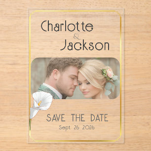 Deco Gelijst Vintage Trouwfoto Save the Date Acryl Uitnodigingen