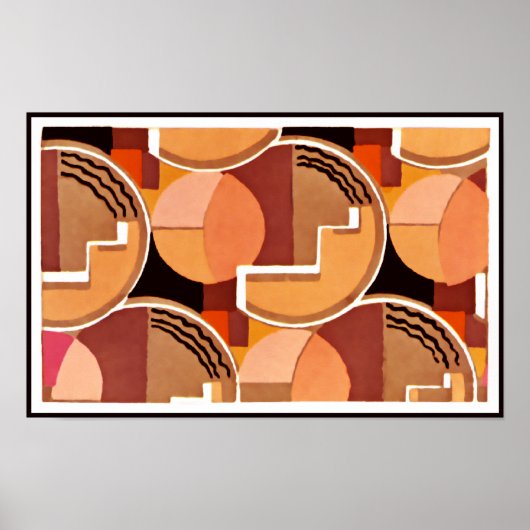 Deco Geometric in Sinaasappels Poster (Voorkant)