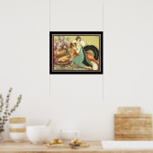 Deco "Girl & her Dog" van Chiostri 1920 print 16x2 (Keuken)