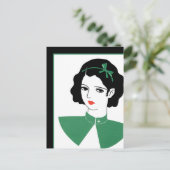 Deco Girl in Green Briefkaart (Staand voorkant)