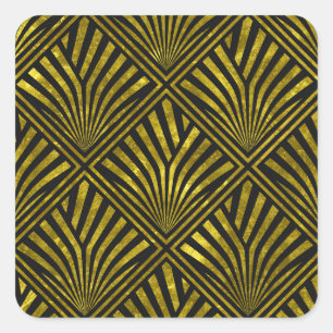 Deco Glam: Goud & Zwart Patroon Vierkante Sticker