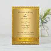 Deco Gold 50th Birthday Invitation Kaart (Staand voorkant)