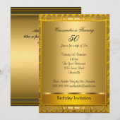 Deco Gold 50th Birthday Invitation Kaart (Voorkant / Achterkant)