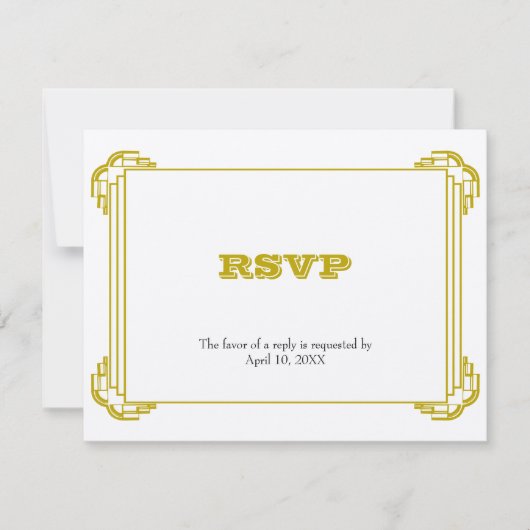 Deco gold lijst bruiloft RSVP responsbehuizing Kaartje (Voorkant)