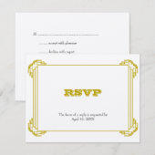 Deco gold lijst bruiloft RSVP responsbehuizing Kaartje (Voorkant / Achterkant)