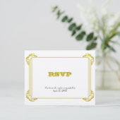 Deco gold lijst bruiloft RSVP responsbehuizing Kaartje (Staand voorkant)