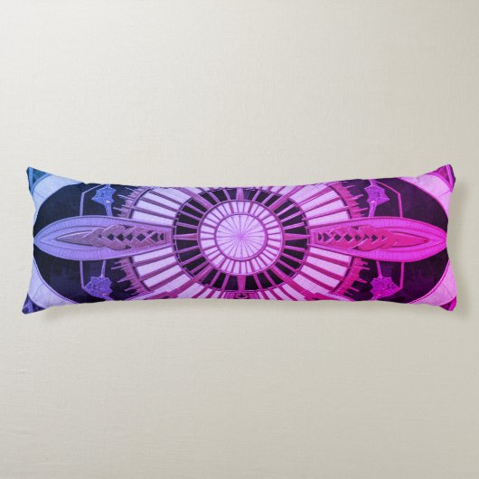 Deco Golden-Magenta Dash Lichaamskussen (Voorkant)