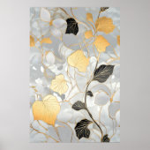 Deco Goud & Zwart Bladpatroon Poster (Voorkant)