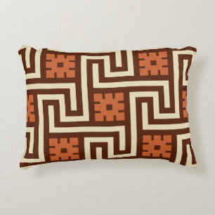 Deco Greek Key, Brown, Beige en Rust Accent Kussen