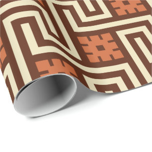 Deco Greek Key, Brown, Beige en Rust Cadeaupapier