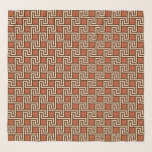 Deco Greek Key, Brown, Beige en Rust Sjaal<br><div class="desc">Square scarf in een Art Deco Griekse sleutel of labyrintpatroon in donkerchocolade bruin en beige,  met roest / terracotta geaccentueerd</div>