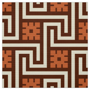Deco Greek Key, Brown, Beige en Rust Stof