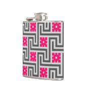 Deco Greek Key, Grey / Grey / Fuchsia Pink Heupfles (Links)