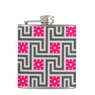 Deco Greek Key, Grey / Grey / Fuchsia Pink Heupfles