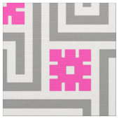 Deco Greek Key, Grey / Grey / Fuchsia Pink Stof (Close Up)