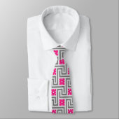 Deco Greek Key, Grey / Grey / Fuchsia Pink Stropdas (Gebonden)