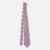 Deco Greek Key, Grey / Grey / Fuchsia Pink Stropdas (Achterkant)