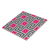 Deco Greek Key, Grey / Grey / Fuchsia Pink Tegeltje (Zijkant)