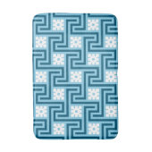 Deco Greek Key, Sky Blue en Navy Badmat (Voorkant Verticaal)