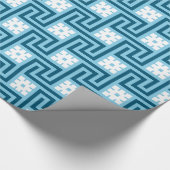 Deco Greek Key, Sky Blue en Navy Cadeaupapier (Hoek)