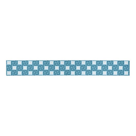 Deco Greek Key, Sky Blue en Navy Grosgrain Lint (Voorkant)