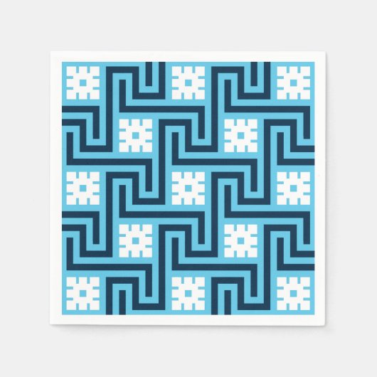 Deco Greek Key, Sky Blue en Navy Servetten (Voorkant)