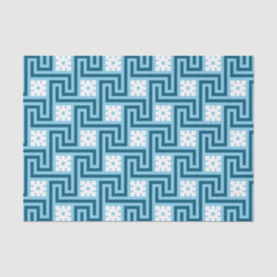 Deco Greek Key, Sky Blue en Navy Tissuepapier