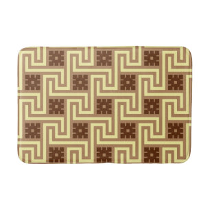 Deco Greek Key, Tan, Brown en Yellow Badmat