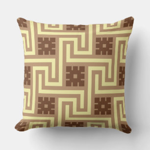 Deco Greek Key, Tan, Brown en Yellow Buitenkussen