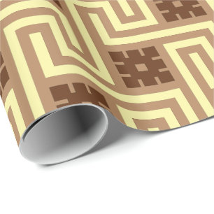 Deco Greek Key, Tan, Brown en Yellow Cadeaupapier