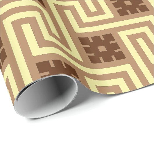Deco Greek Key, Tan, Brown en Yellow Cadeaupapier (Rol Hoek)
