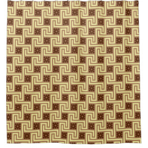 Deco Greek Key, Tan, Brown en Yellow Douchegordijn