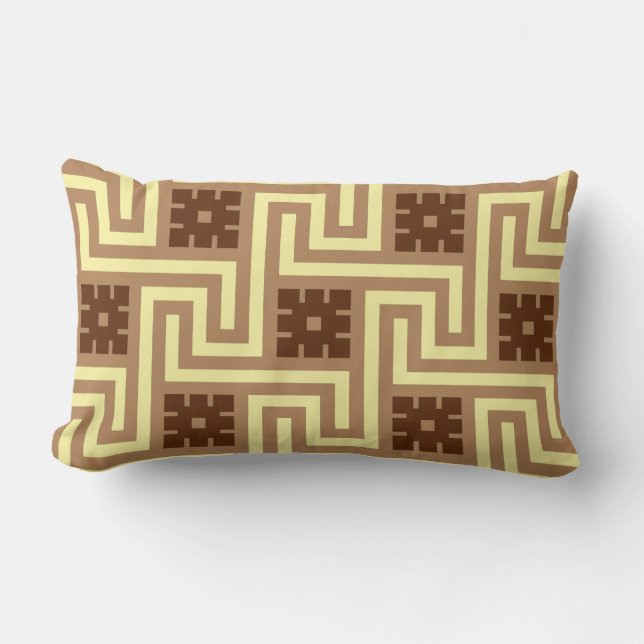 Deco Greek Key, Tan, Brown en Yellow Kussen (Voorkant)