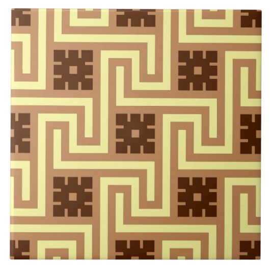 Deco Greek Key, Tan, Brown en Yellow Tegeltje (Voorkant)