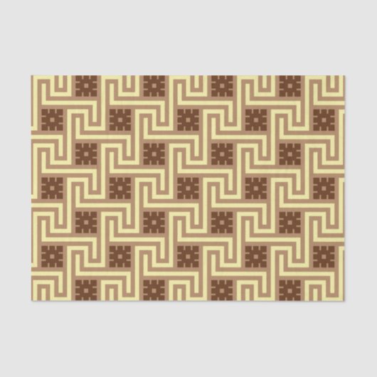 Deco Greek Key, Tan, Brown en Yellow Tissuepapier (Voorkant)