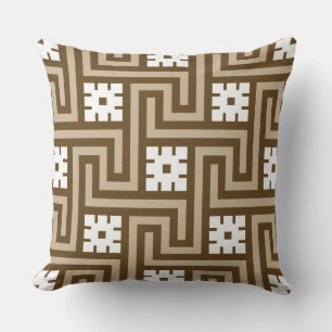 Deco Greek Key, Taupe Tan en Brown Buitenkussen