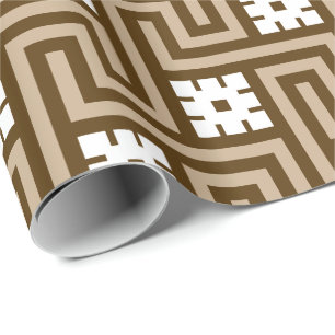Deco Greek Key, Taupe Tan en Brown Cadeaupapier