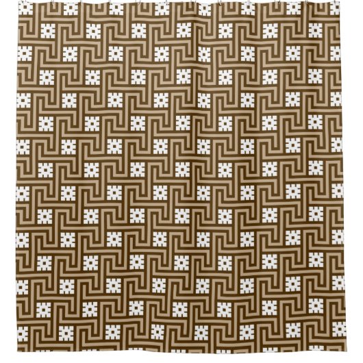 Deco Greek Key, Taupe Tan en Brown Douchegordijn (Voorkant)