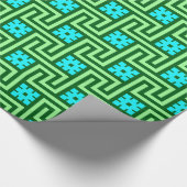 Deco Greek Key, Turquoise en Jade Green Cadeaupapier (Hoek)