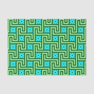 Deco Greek Key, Turquoise en Jade Green Tissuepapier