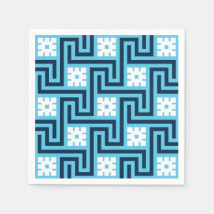 Deco Griekse Sleutel, Hemelblauw en Marineblauw Servetten