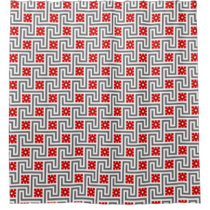 Deco Griekse sleutel, rood, wit en grijs Douchegordijn