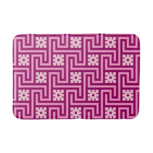 Deco Griekse Sleutel, Roze en Bourgondiërrood Badmat