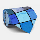 Deco Grunge Blue Pattern Leaded Stropdas (Opgerold)