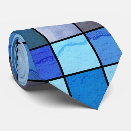 Deco Grunge Blue Pattern Leaded Stropdas (Opgerold)