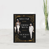 Deco Harlem Nights Flapper en Gentleman Welkom Bedankkaart (Voorkant)