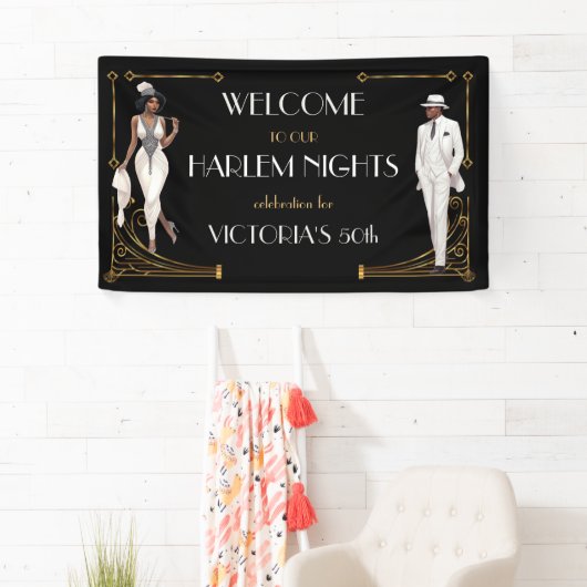 Deco Harlem Nights Flapper en Gentleman Welkom Spandoek (Insitu)